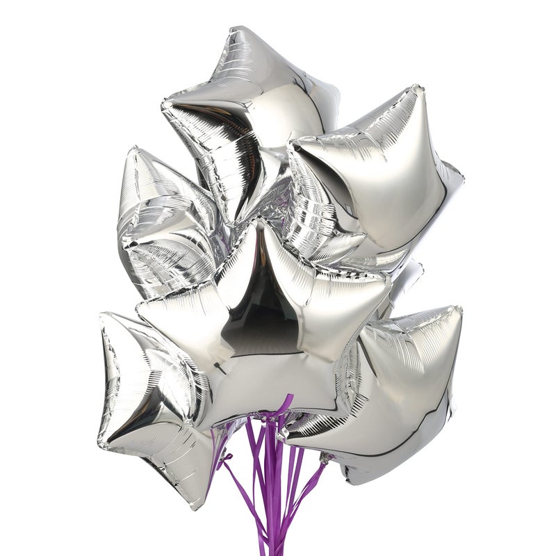 Adeer 18" Silver Star Shaped Foil Balloons Mylar Helium Balloons for Birthday Party Wedding Baby Shower Decorations, Pack of 20 - Image 2